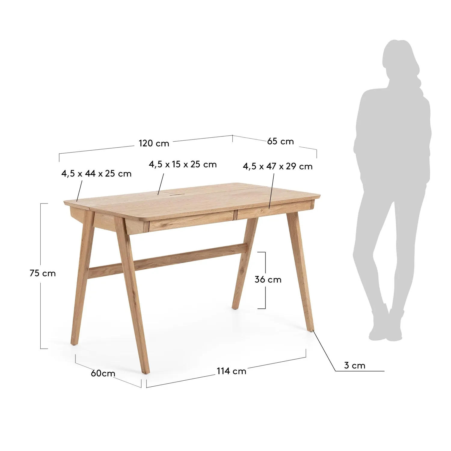 Kave Home Julia Schreibtisch 120x65 cm Eschenholz