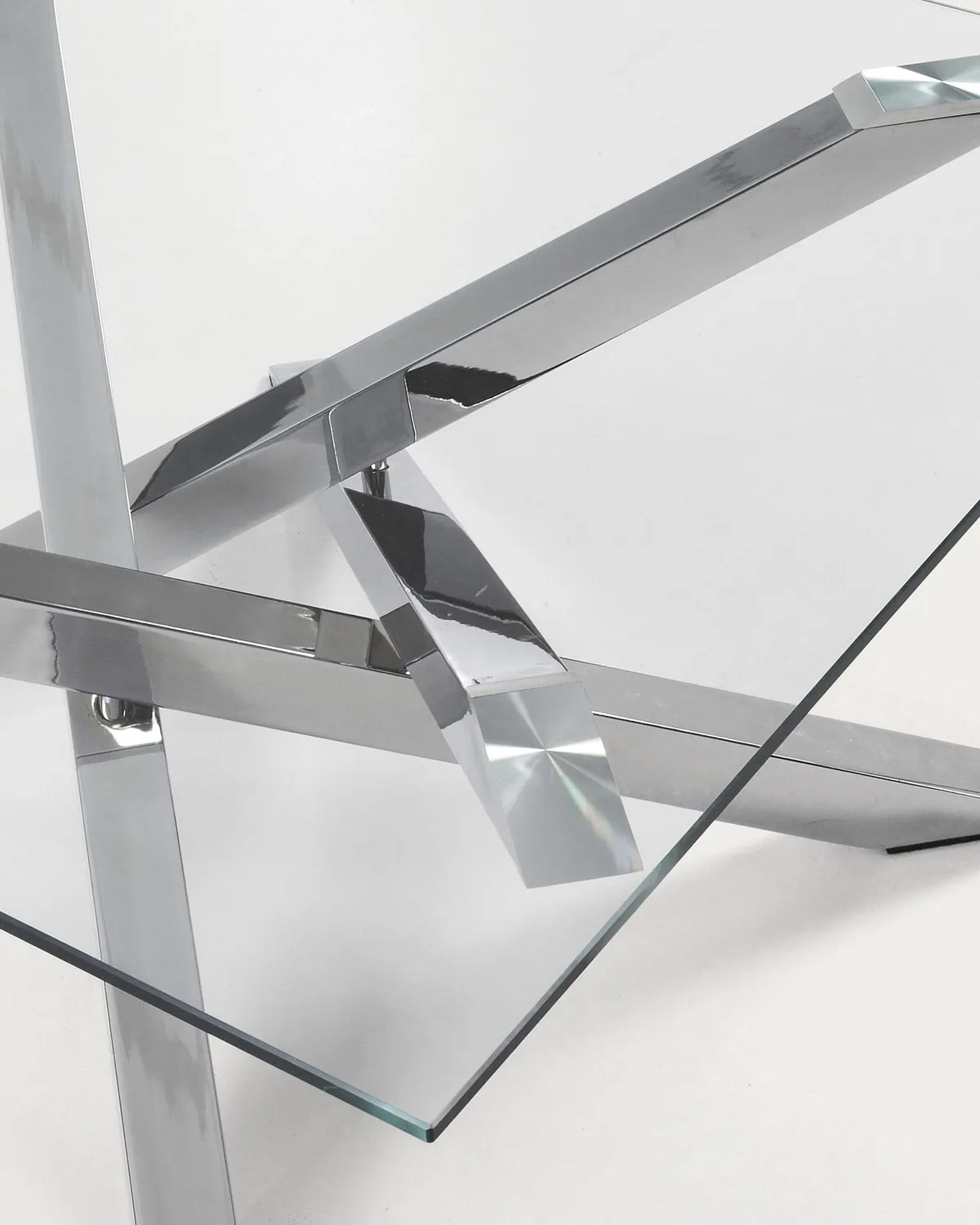 Kave Home Kamido Couchtisch 90 x 90 cm Hartglas Chromstahl
