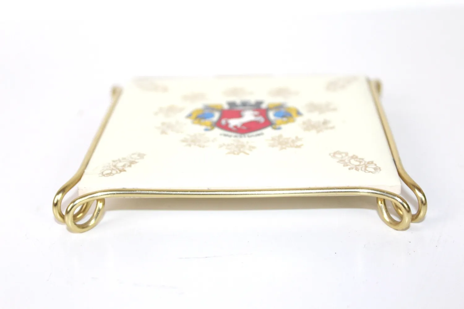 Mon Ami(e) Vintage Untersetzer Fliese Messingrahmen 11 cm