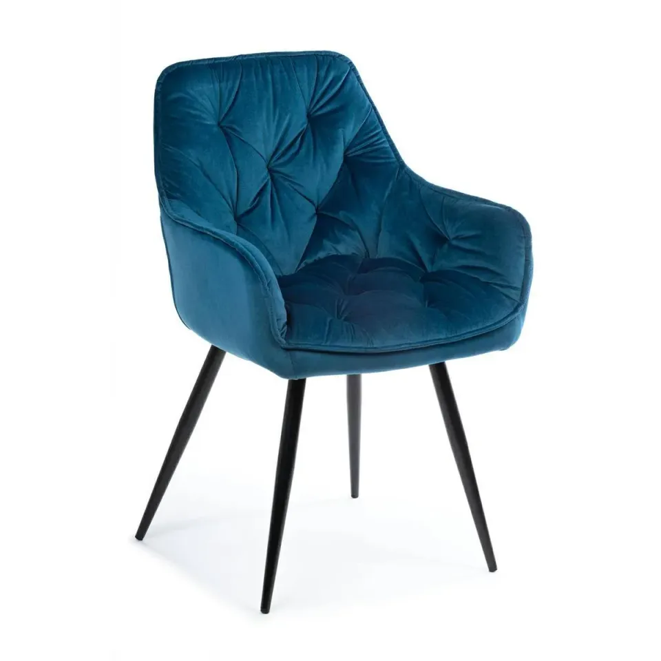 HOWHOMELY Hana Stuhl Black Blau Samt