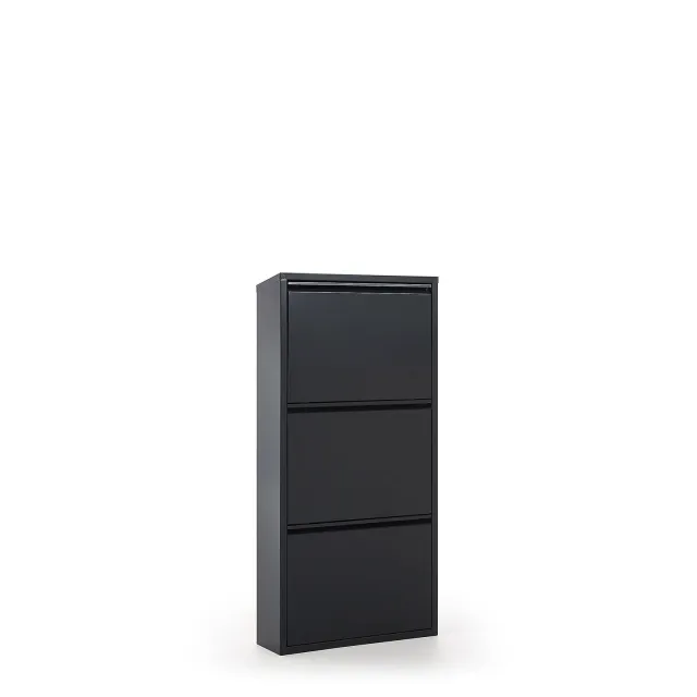 Kave Home Ode Schuhschrank 3 Fächer Stahl Mattschwarz