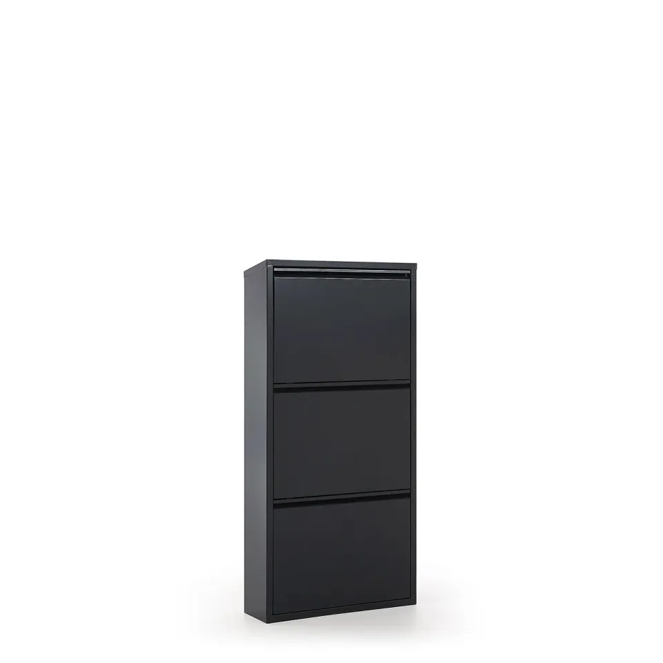Kave Home Ode Schuhschrank 3 Fächer Stahl Mattschwarz