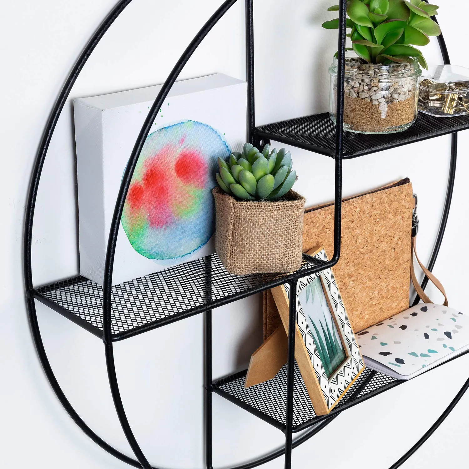 Kave Home Across Wandregal Ø 55 cm Stahl schwarz