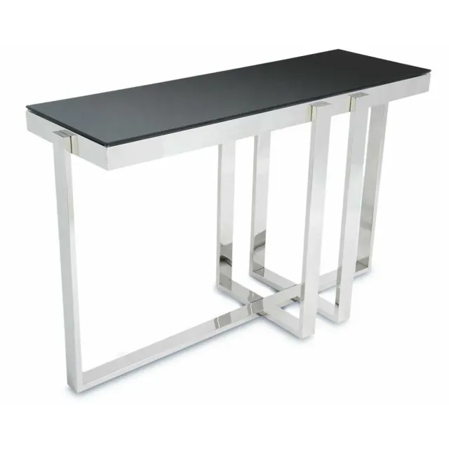 HOWHOMELY Seminar Sideboard Silber Schwarz Glas 120 cm