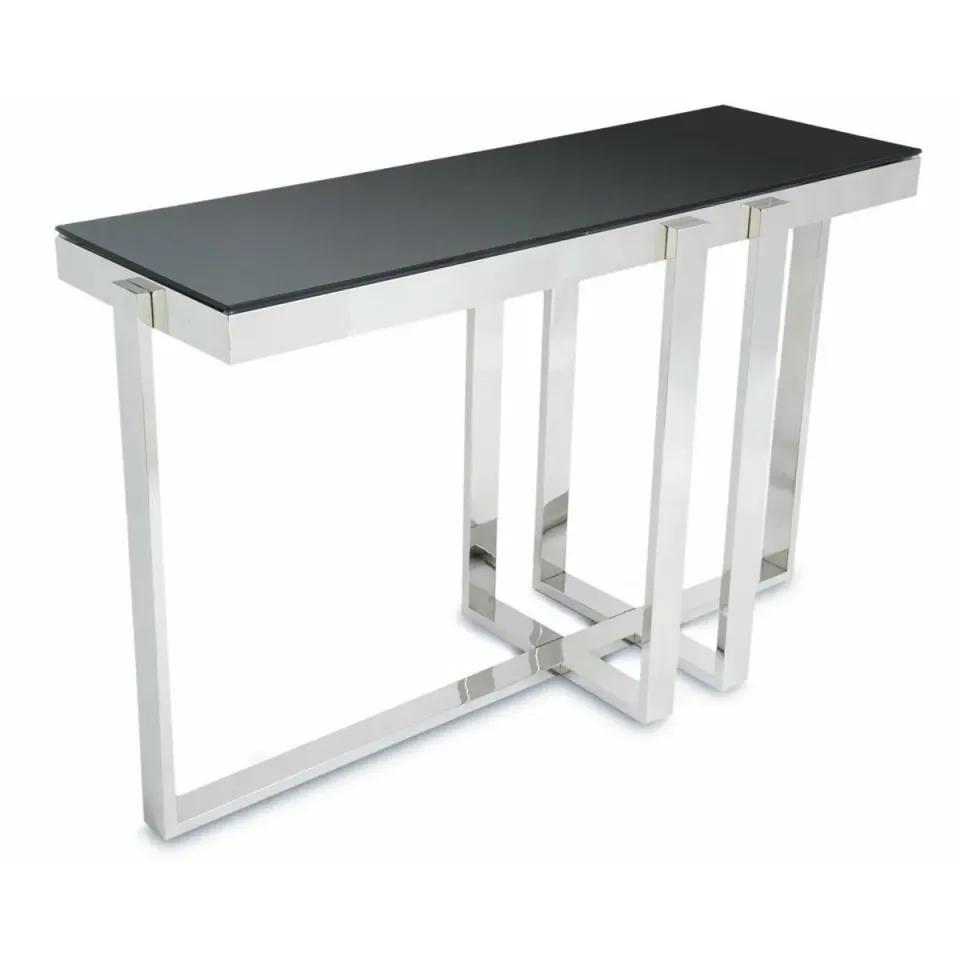 HOWHOMELY Seminar Sideboard Silber Schwarz Glas 120 cm