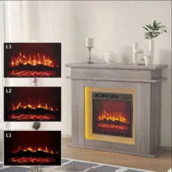 In And OutdoorMatch Elektrokamin Weiß Eiche 101 cm 3D-Flamme