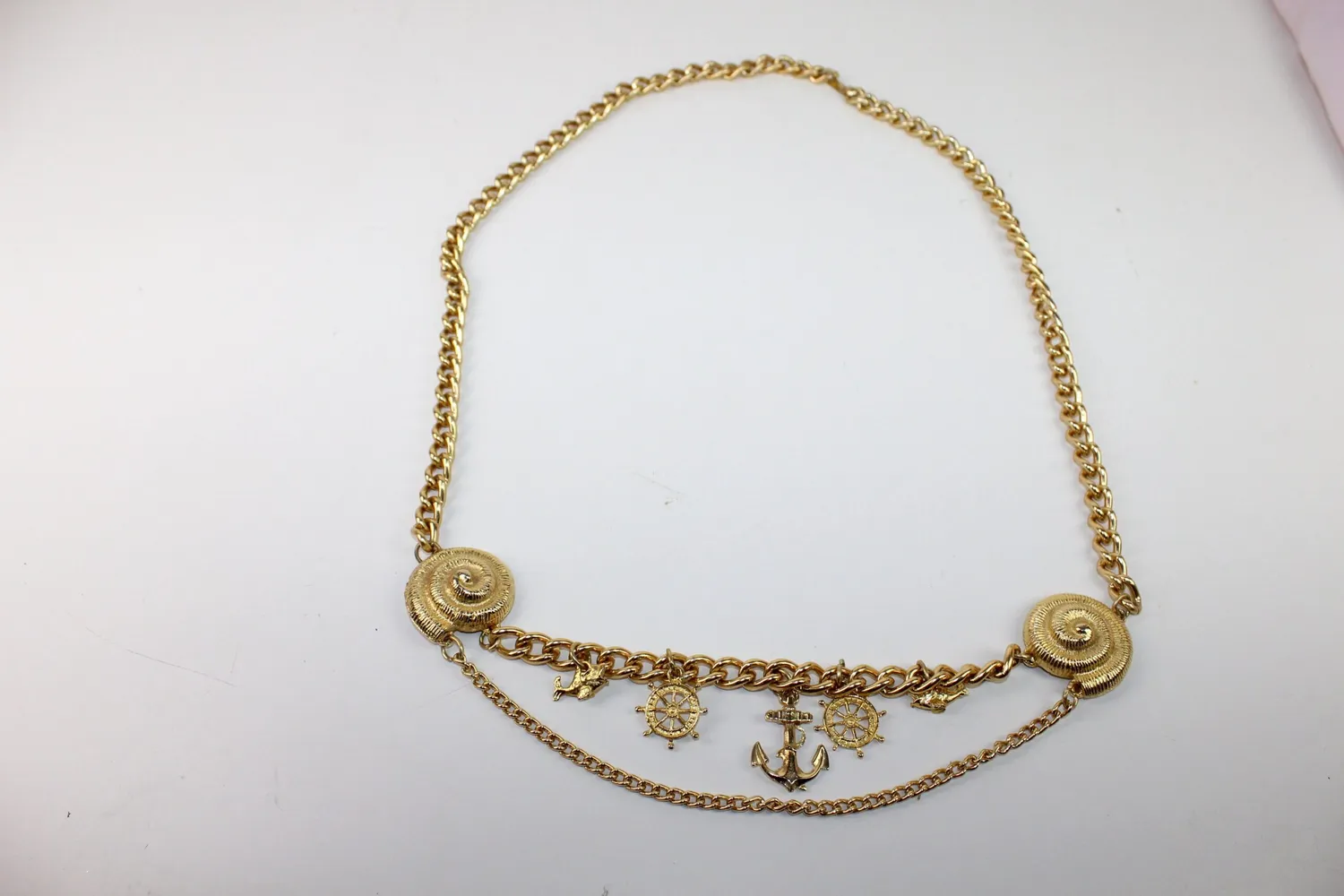 Mon Ami(e) Vintage Maritime Goldene Kette Anker Muschel lang