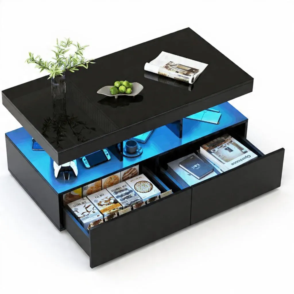 In And OutdoorMatch Couchtisch 104x53 cm mit LED 2 Laden