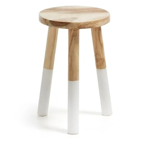 Kave Home Brocsy Hocker Mungurholz weiß 30 cm