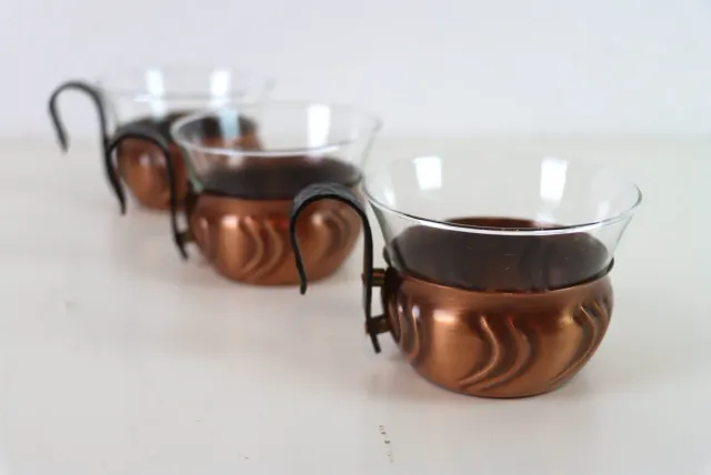 Mon Ami(e) Vintage Teegläser Kupferhalter 3-teilig