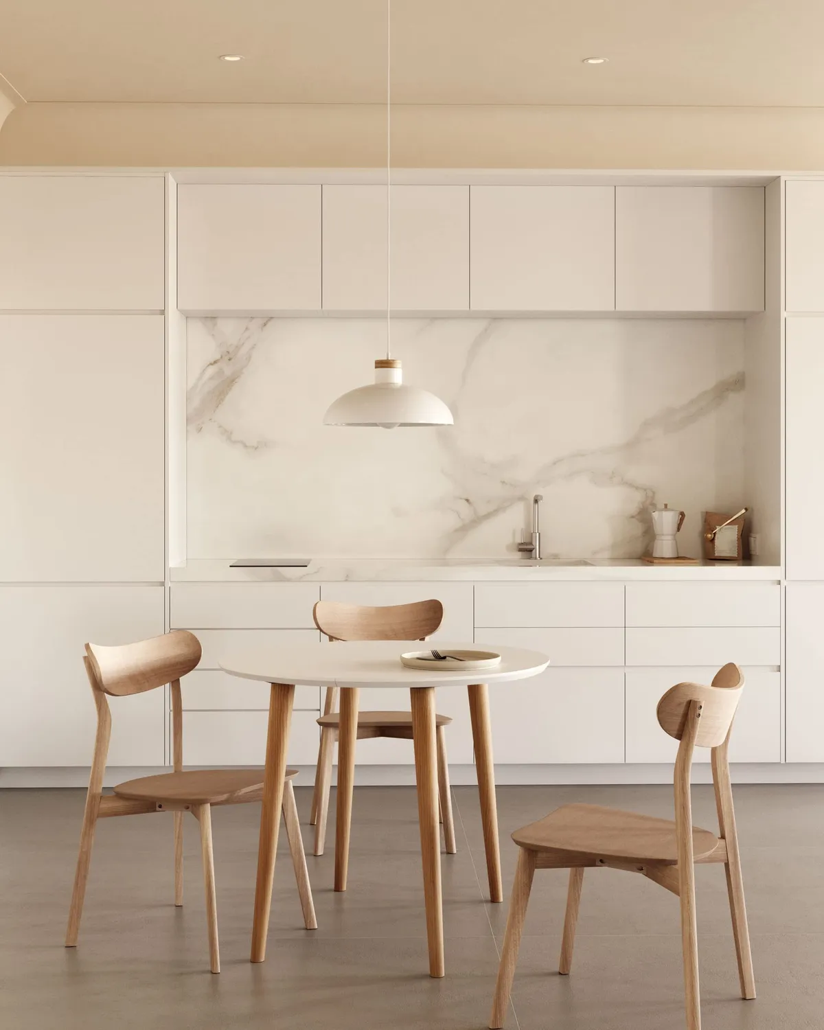 Kave Home Gotram Pendelleuchte weiß Holz Stahl E27 38 cm