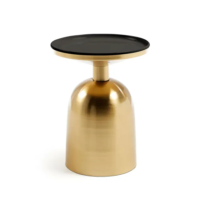 Kave Home Physic Beistelltisch Ø 38 cm Stahl Gold Schwarz
