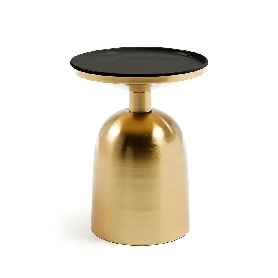 Kave Home Physic Beistelltisch Ø 38 cm Stahl Gold Schwarz