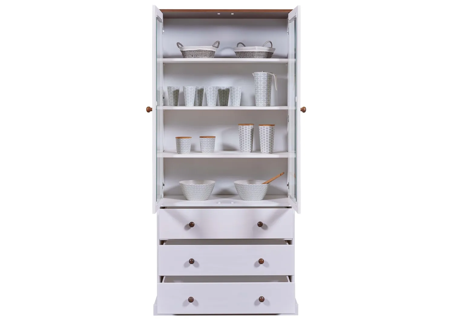 Inter Link Westerland 10 Vitrinenschrank 90 cm Weiß Kiefer