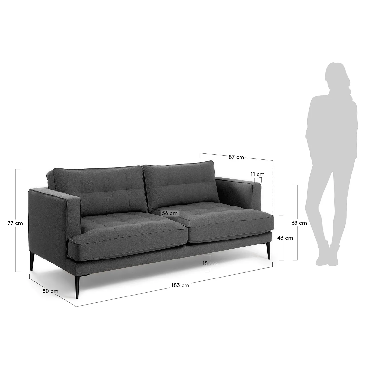 Kave Home Tanya 3-Sitzer Sofa 183 cm