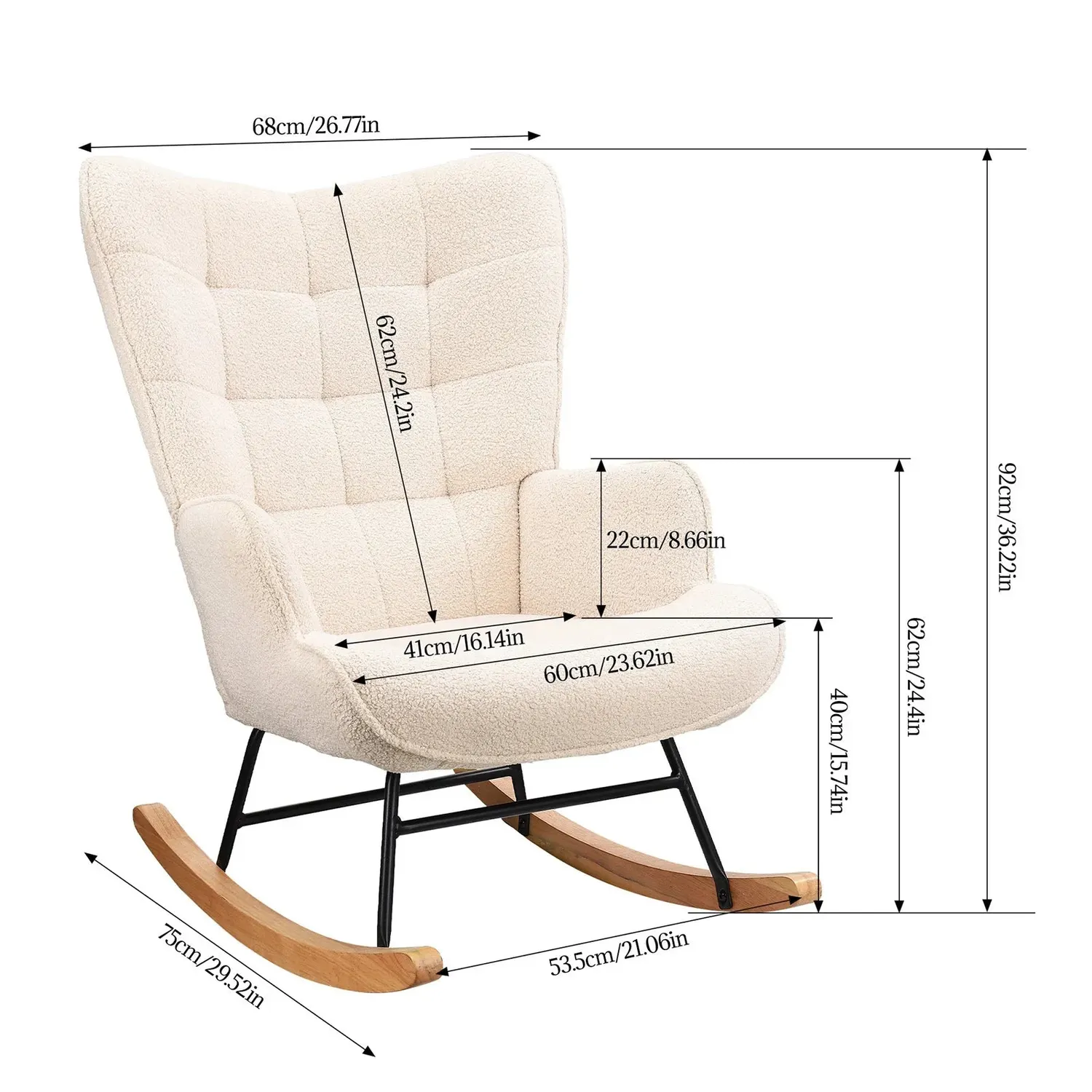 In And OutdoorMatch Relaxsessel 68x75x92cm beige Stoff