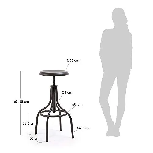 Kave Home Britney Barhocker graphit Stahl 65-85 cm