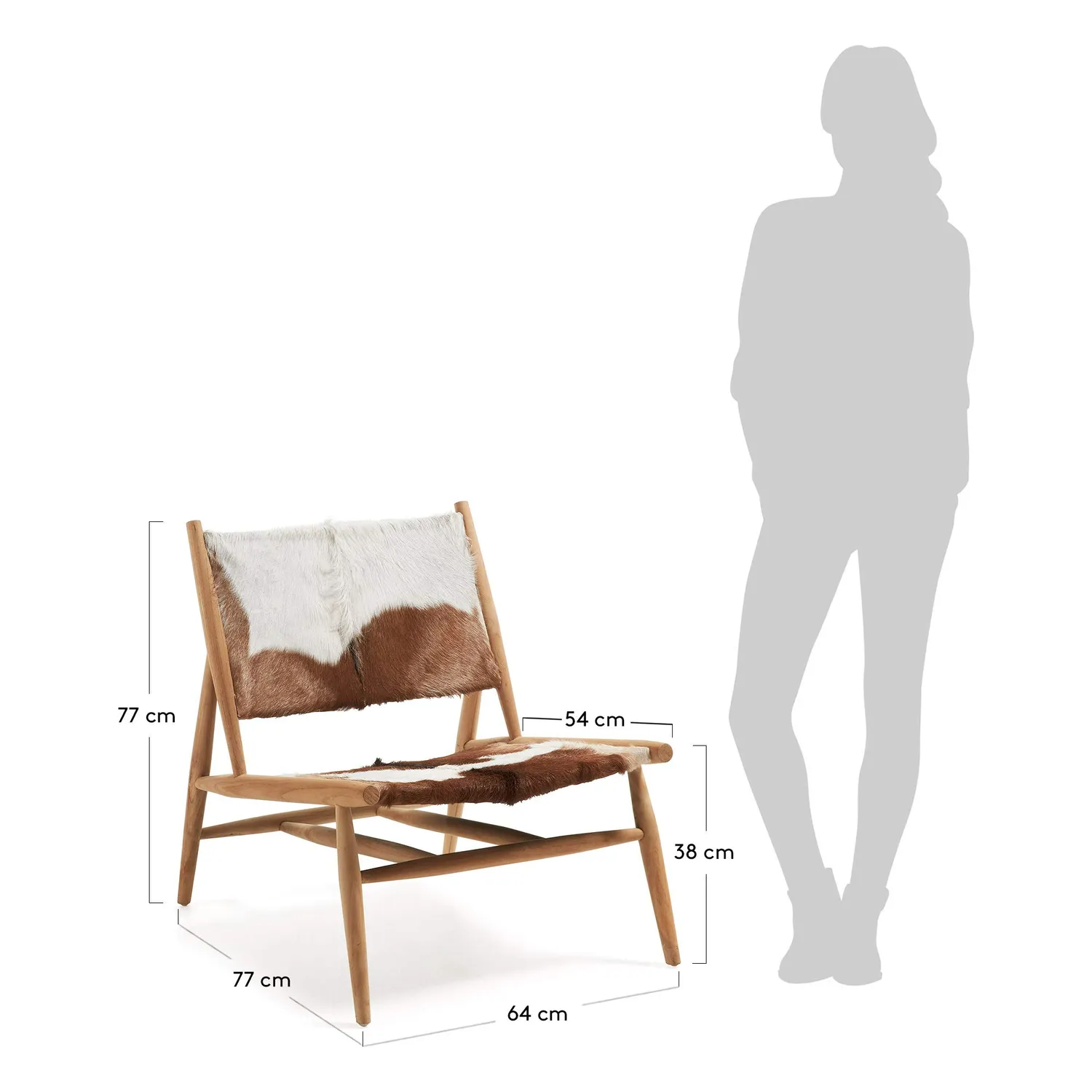 Kave Home Eki Sessel Ziegenfell Teakholz braun