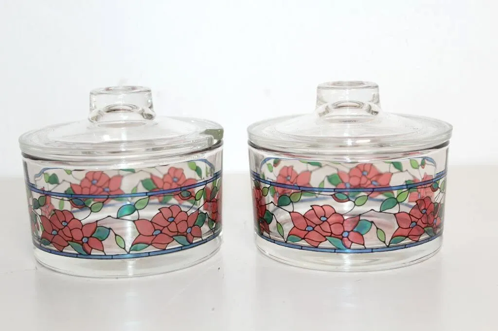 Mon Ami(e) Vintage Set aus zwei Vorratsdosen Glas Rosendekor