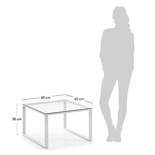 Kave Home Sivan Couchtisch 60 x 60 cm Klarglas Weiß
