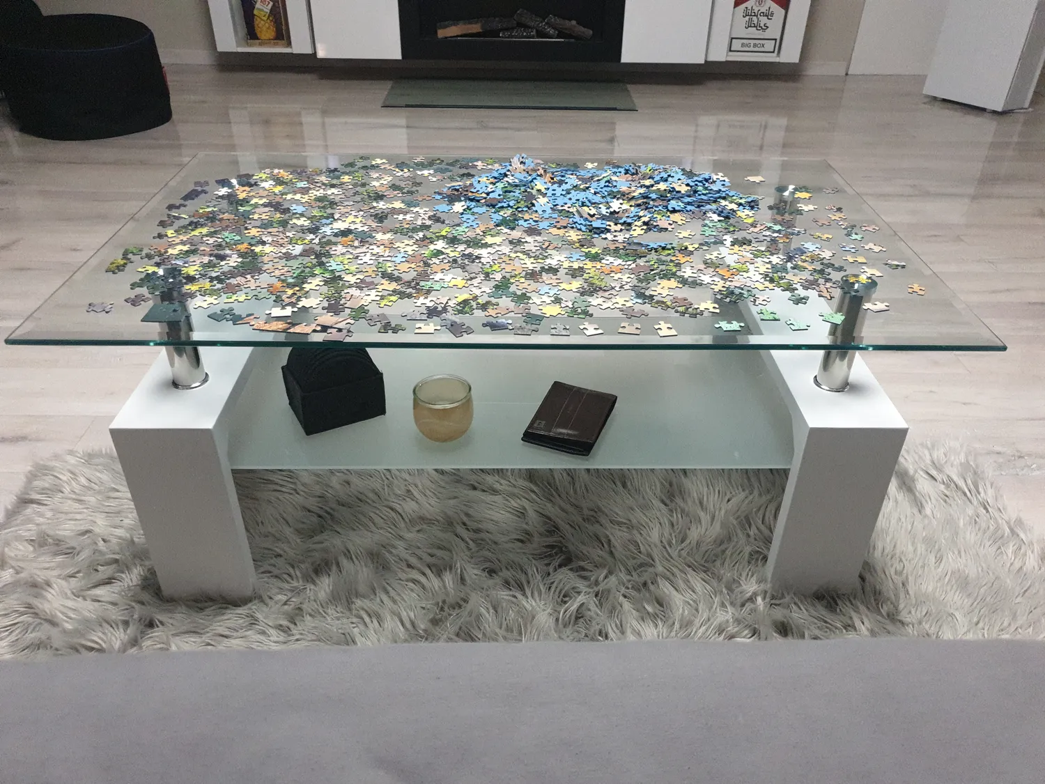 Inter Link Alva Couchtisch 100 x 60 x 45 cm Weiß Sicherheitsglas