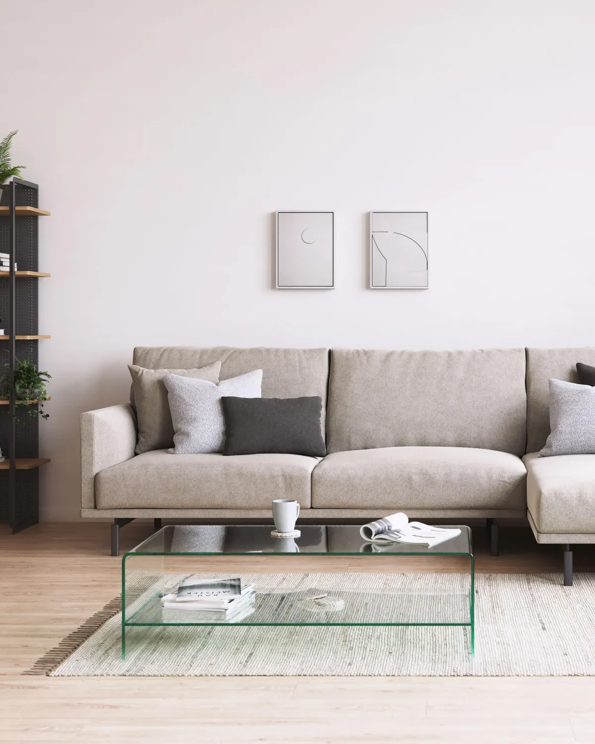 Kave Home Burano Couchtisch 110 x 55 cm aus Hartglas mit Ablage