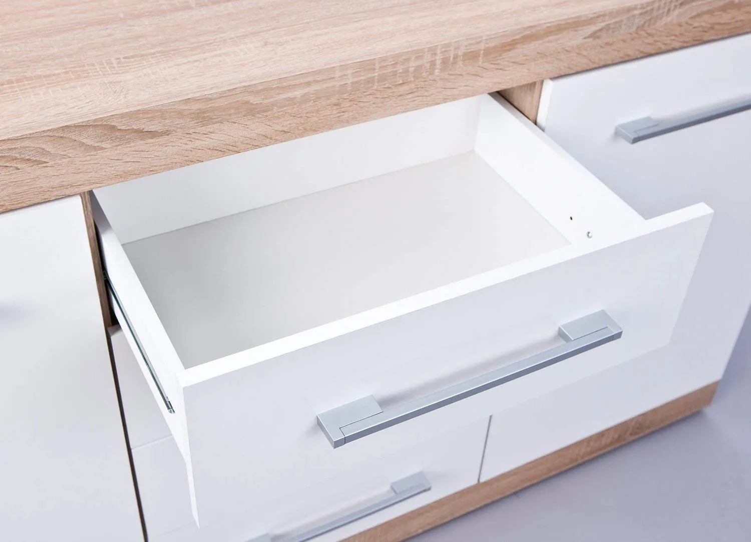 Inter Link Lublin 4 Sideboard 155 cm Eiche Weiß Hochglanz