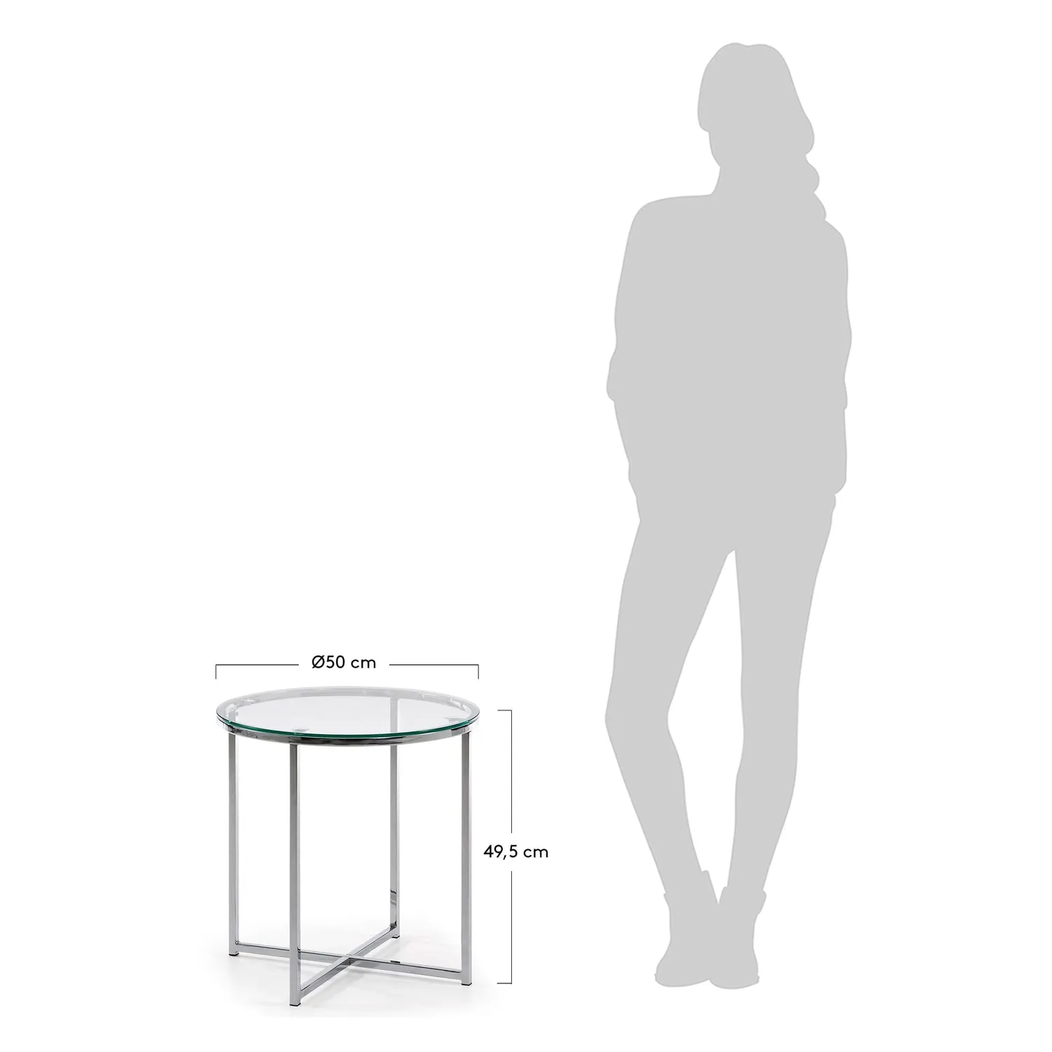 Kave Home David Beistelltisch Ø 50 cm Glas Chrom