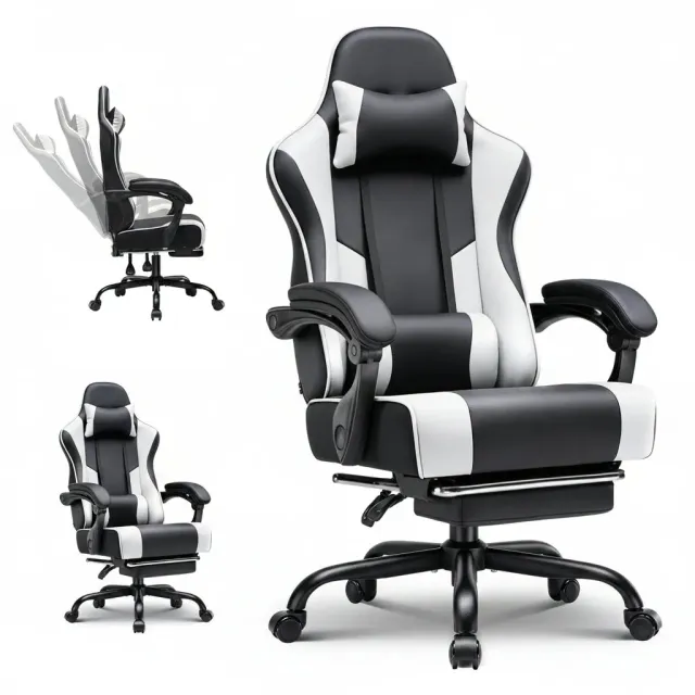 In And OutdoorMatch Gamingstuhl Ergonomisch mit Fußstütze