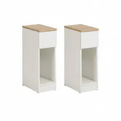 In And OutdoorMatch Nachtkommoden 2er-Set Holz schmal 20cm