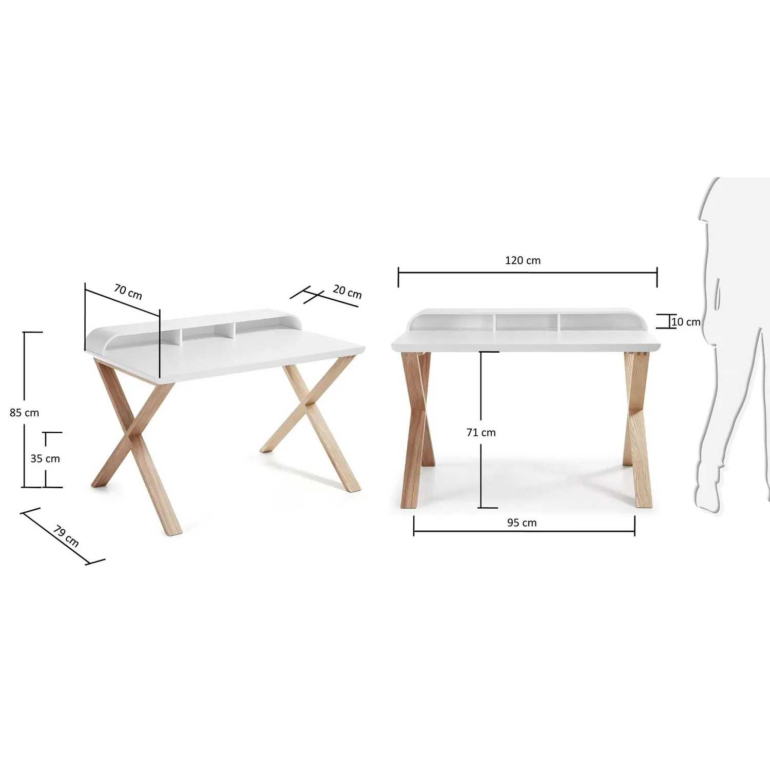 Kave Home Schreibtisch weiß 120 cm Esche