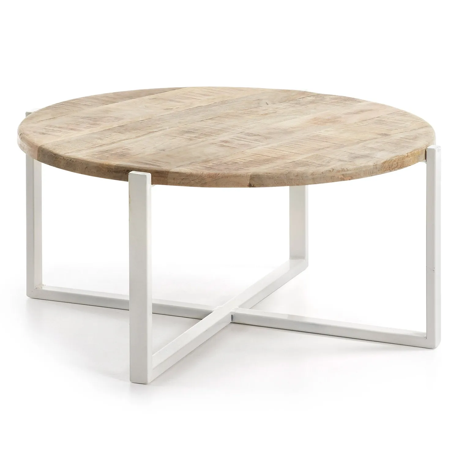 Kave Home Mawenzi Couchtisch Rund 90 cm Mango Weiß