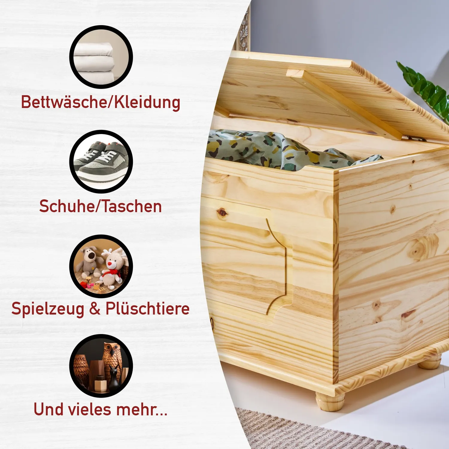 Inter Link Emel Spielzeugtruhe Natur Kiefer massiv