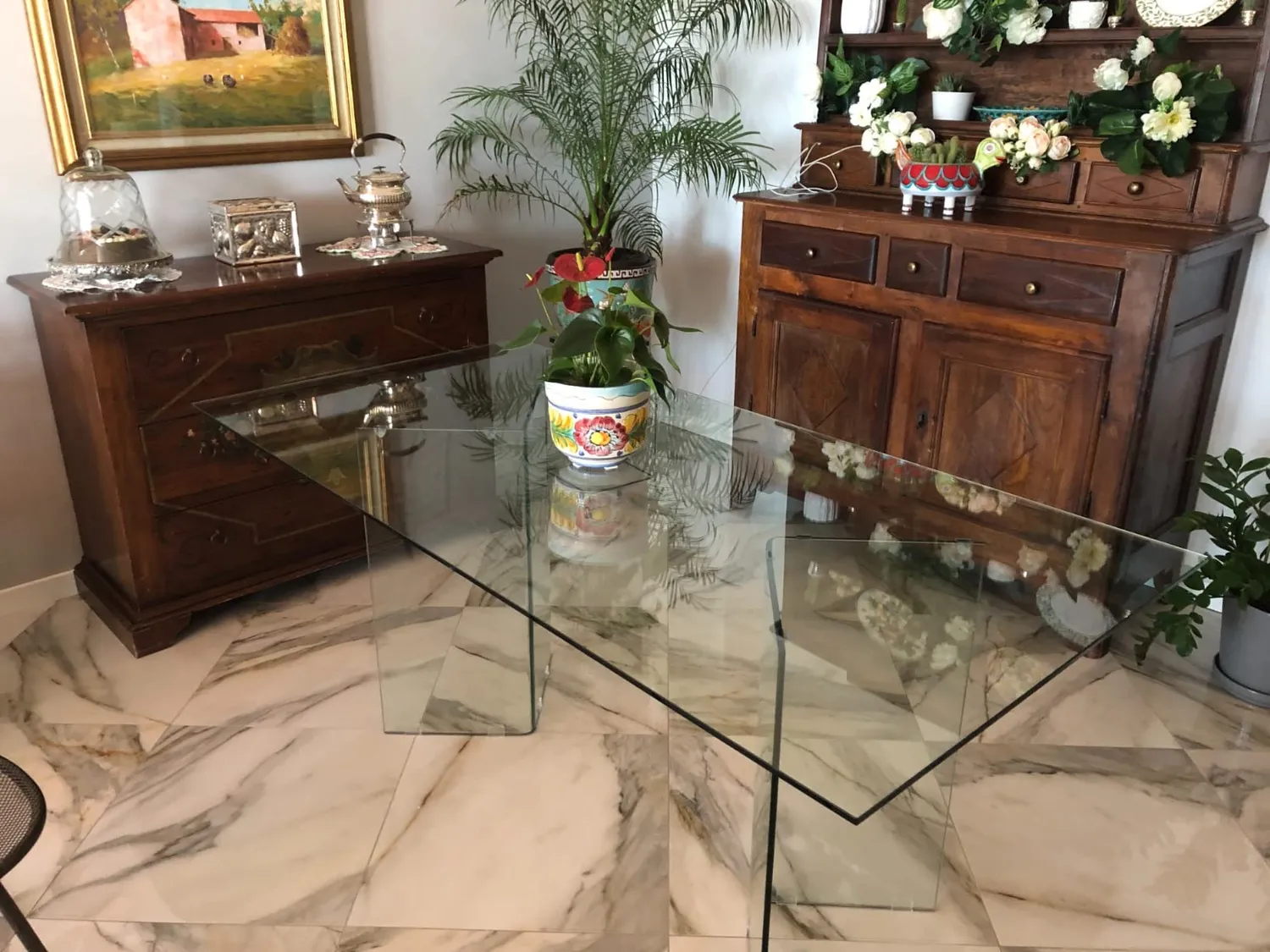 Kave Home Glastisch 180 x 90 cm Transparent Gehärtetes Glas