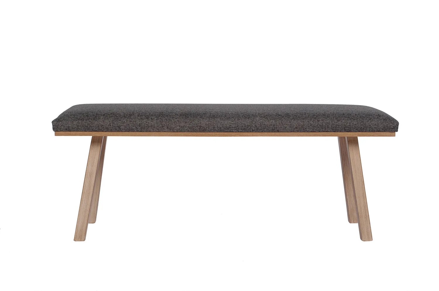 Kundler Home Die Klassische Sitzbank 125 cm Grau Stoff Holzfüße