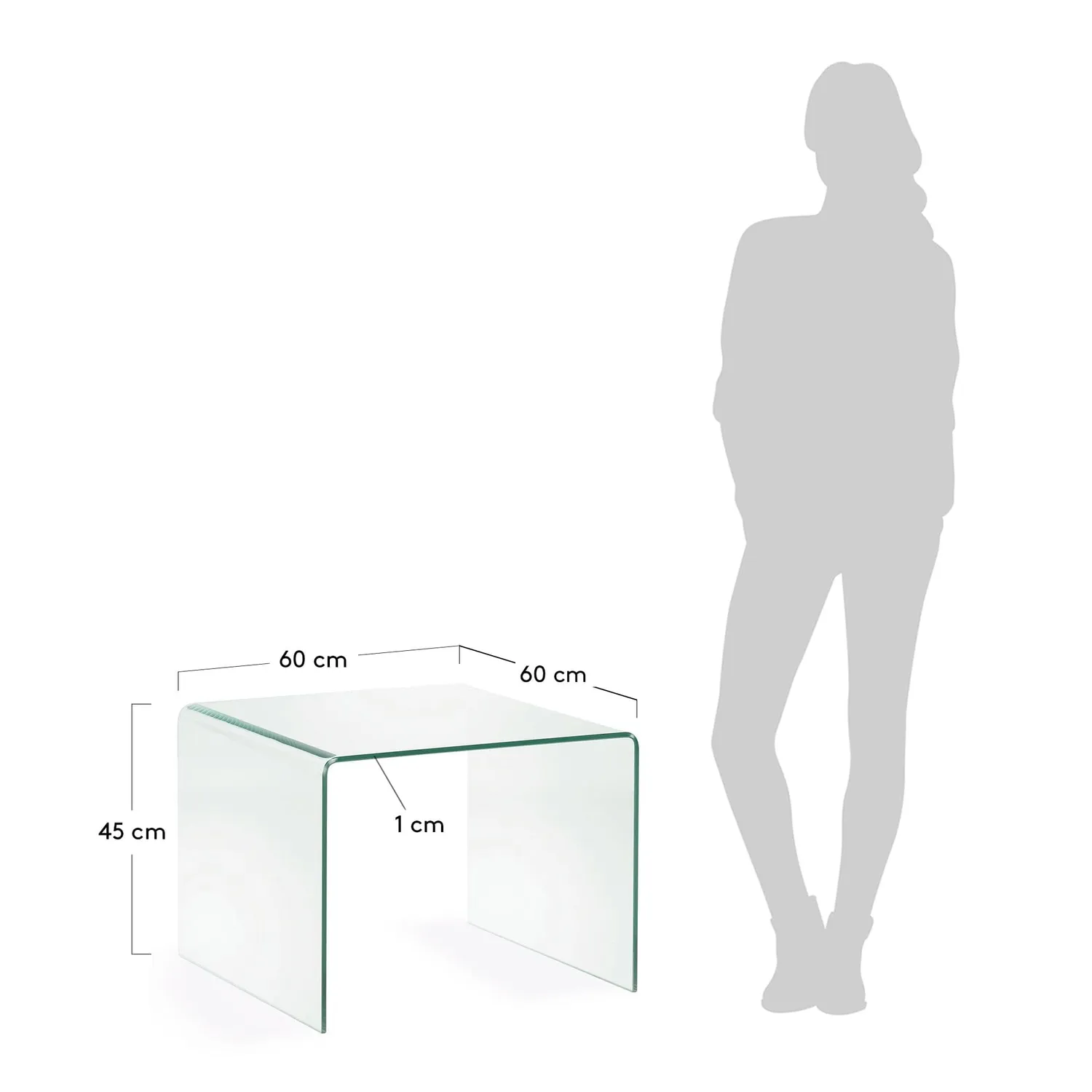 Kave Home Burano Beistelltisch 60 × 60 cm gehärtetes Glas
