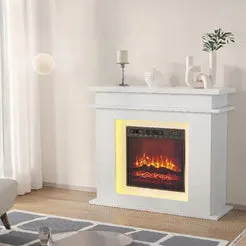In And OutdoorMatch Elektrokamin Weiß Eiche 101 cm 3D-Flamme