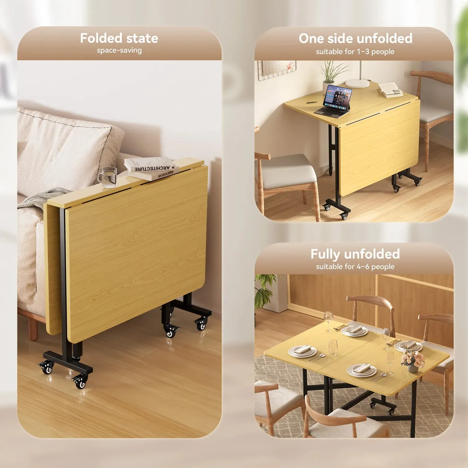 In And OutdoorMatch Klapptisch Beige 120x80 cm MDF ausziehbar