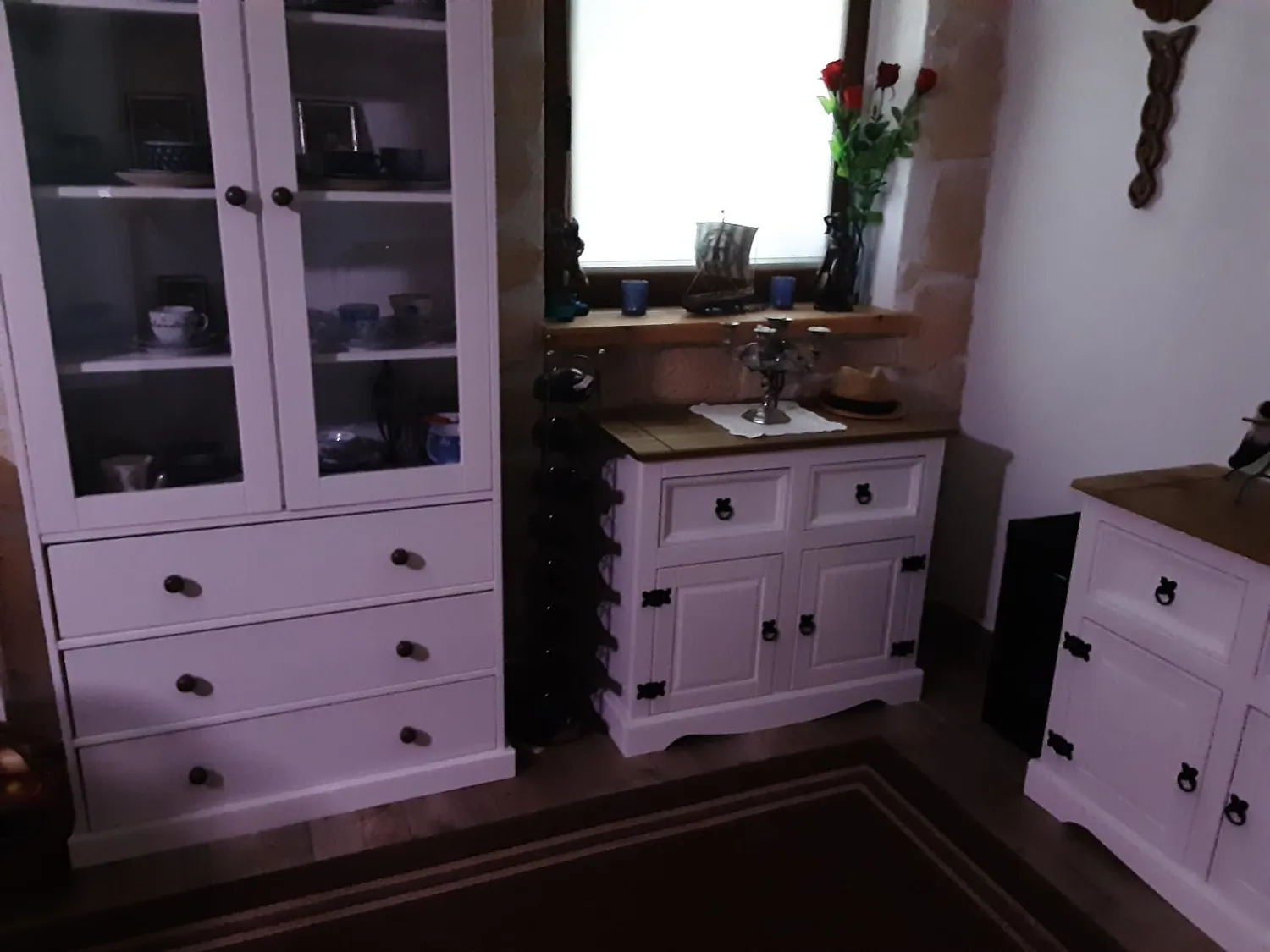 Inter Link Westerland 10 Vitrinenschrank 90 cm Weiß Kiefer