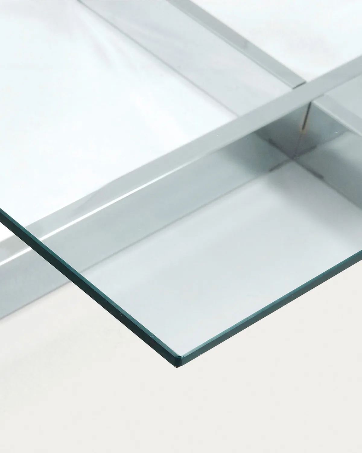 Kave Home Plam Couchtisch 120 x 70 cm Glas Chromstahl