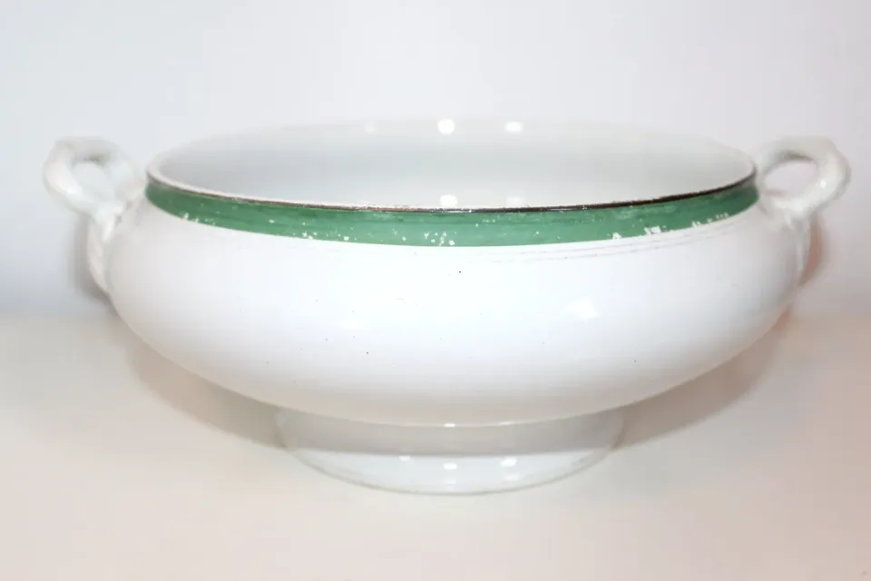 Mon Ami(e) Vintage Terrine Frankreich grüner Rand shabby