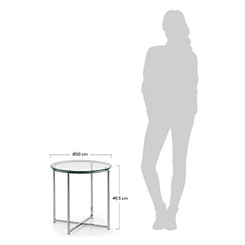 Kave Home David Beistelltisch Ø 50 cm Glas Chrom
