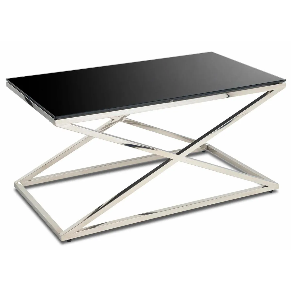 HOWHOMELY Saliba Beistelltisch Glas Edelstahl