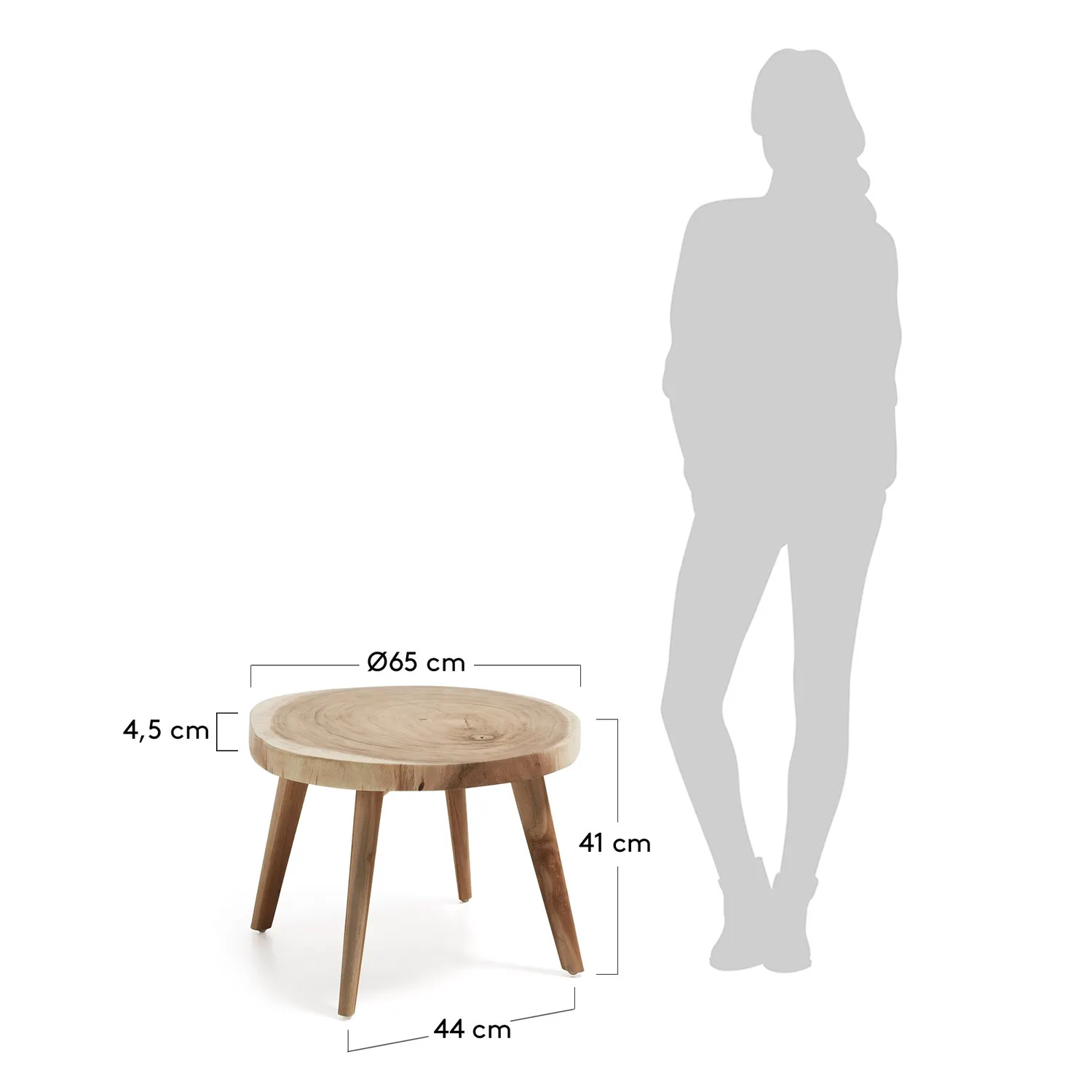 Kave Home Wellcres Beistelltisch Ø 65 cm Mungurholz