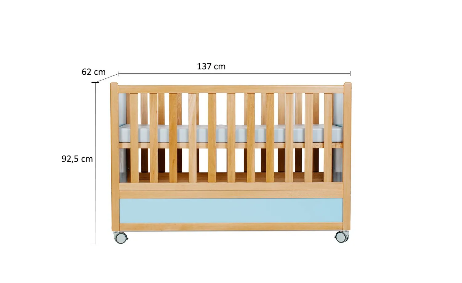Kundler Home Babybett Buche Massivholz mit Rollen