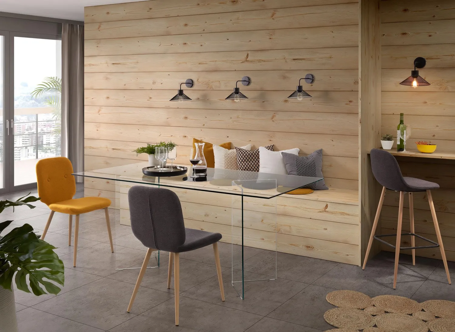 Kave Home Glastisch 180 x 90 cm Transparent Gehärtetes Glas
