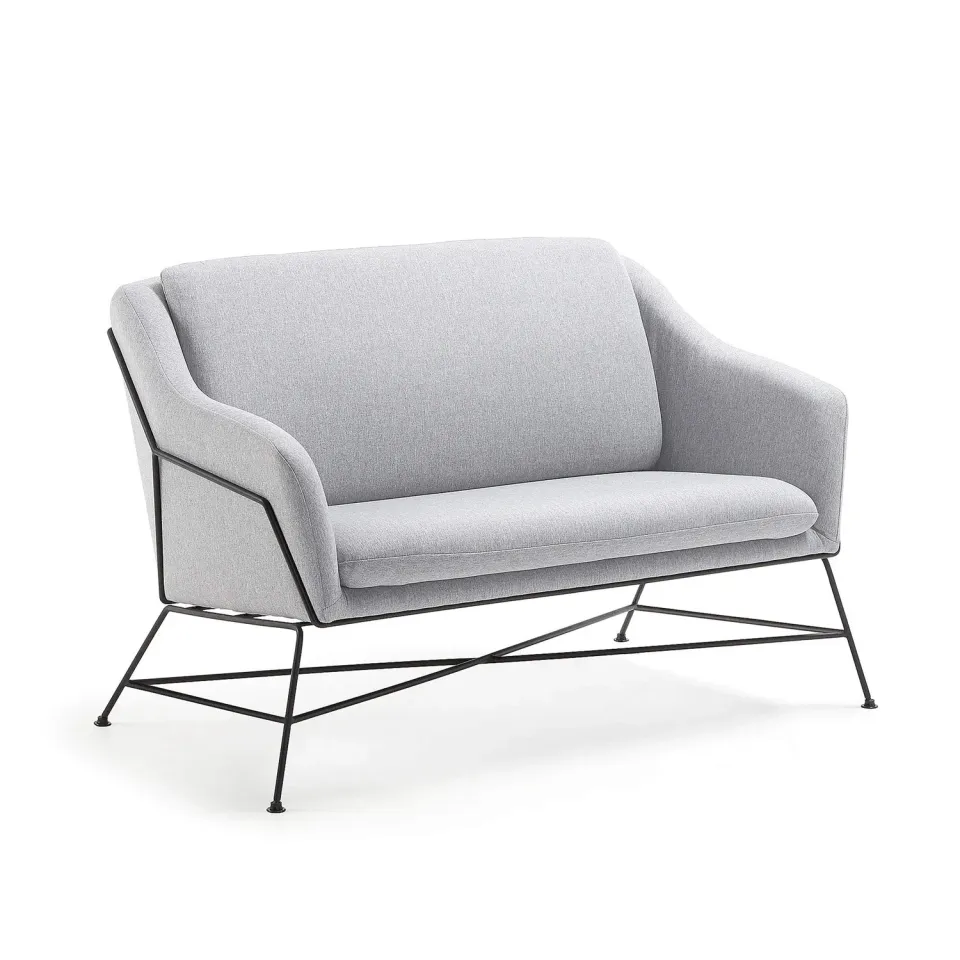 Kave Home Brida 2-Sitzer Sofa 128 cm grau Stahlrahmen