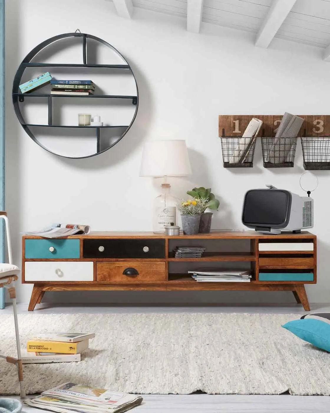 Kave Home Conrad TV-Lowboard Mehrfarbig 160 x 41 cm Mangoholz