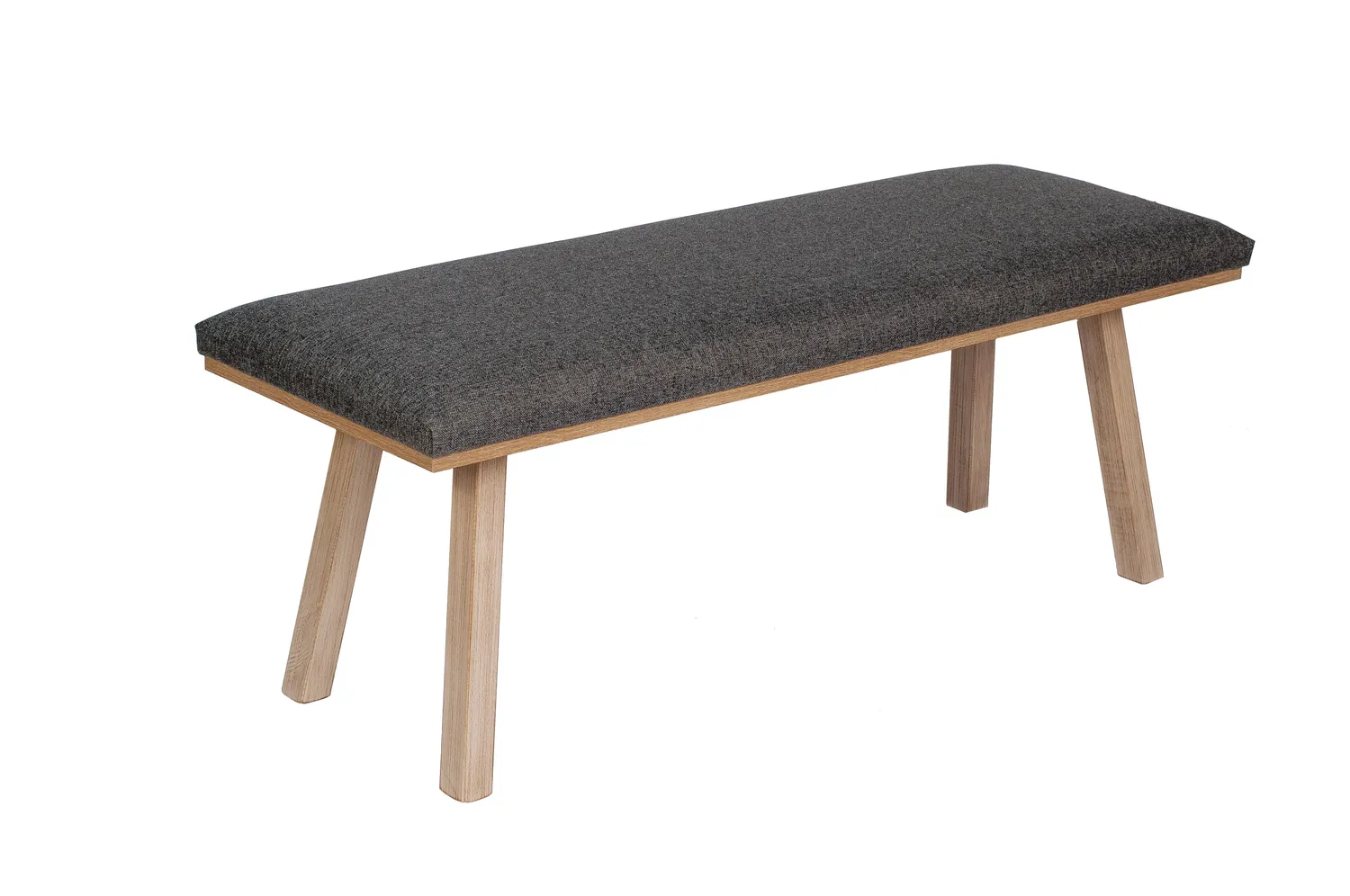 Kundler Home Die Klassische Sitzbank 125 cm Grau Stoff Holzfüße