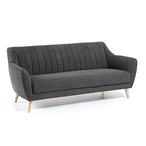 Kave Home Obo Sofa 3-Sitzer dunkelgrau Stoff